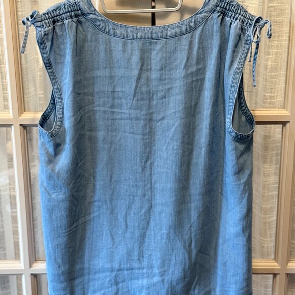 J. Jill Denim V Neck Tank with Shoulder Ties - Picture 3 of 4